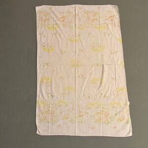 Vintage Dundee Cotton Receiving Blanket Animals Camping Theme White Yellow‎